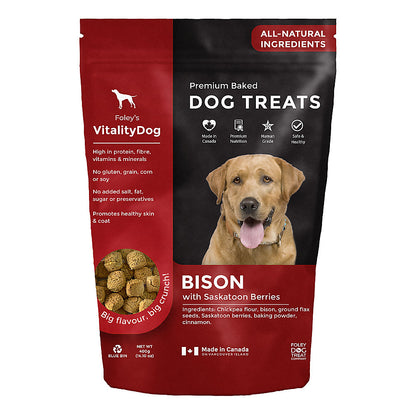 VitalityDog Crunchy Baked Dog Treats - Bison with Saskatoon Berries