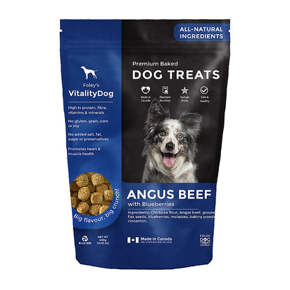 VitalityDog Crunchy Baked Dog Treat - Angus Beef with Blueberries